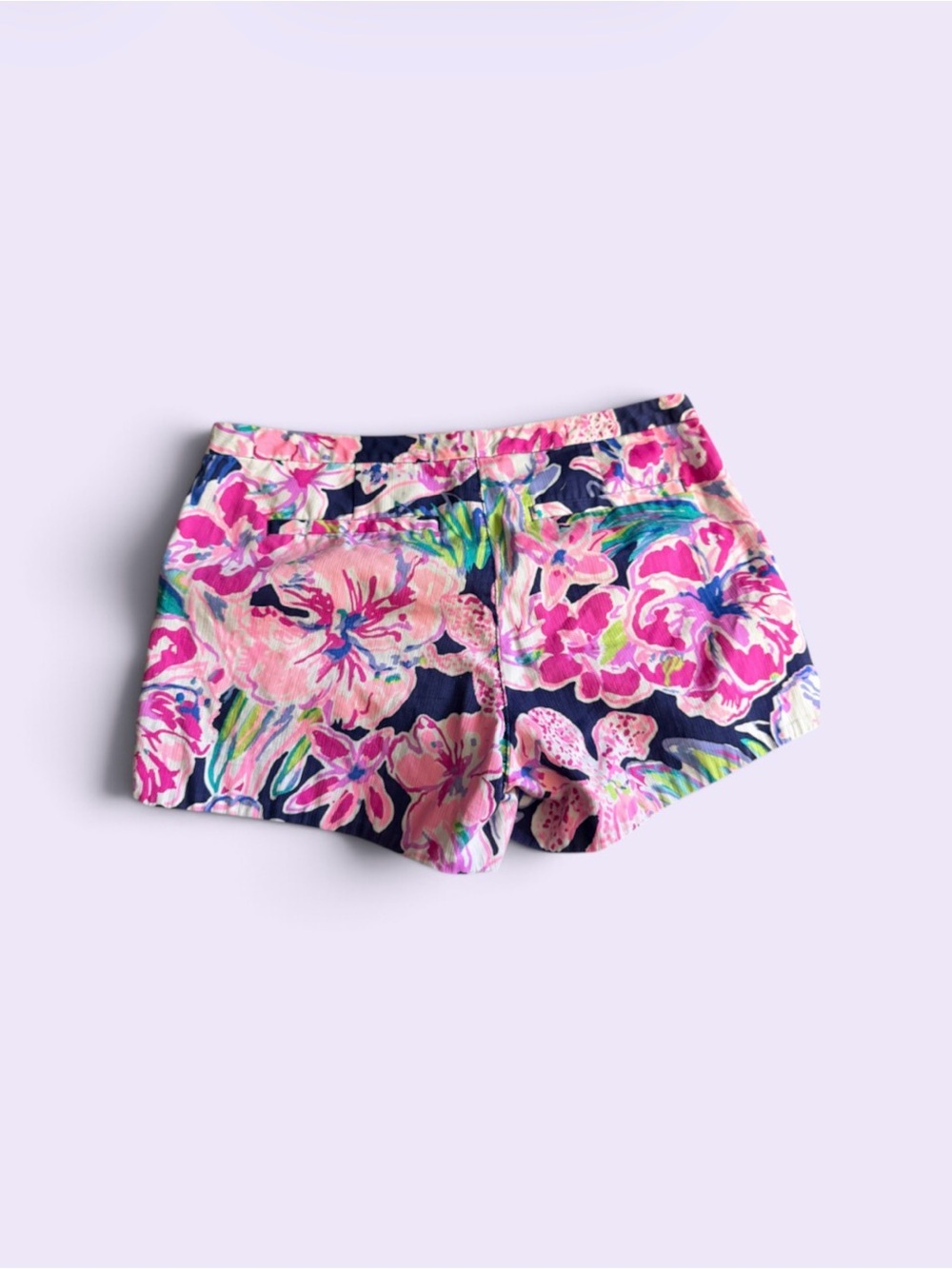 Lilly Pulitzer Navy Shorts with Pink Floral Print